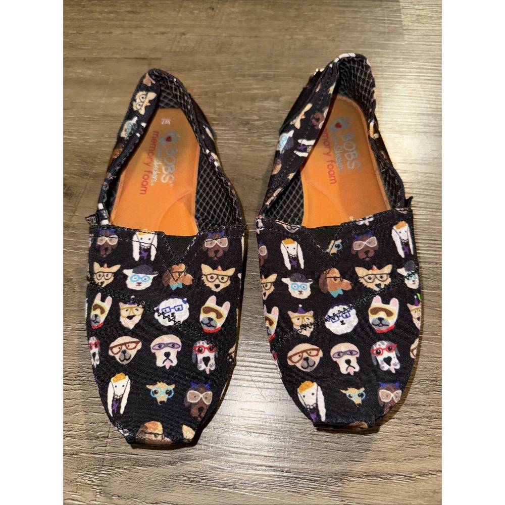 Skechers BOBS For Dogs Women's Slip On Memory Foam Shoes Black Size 7